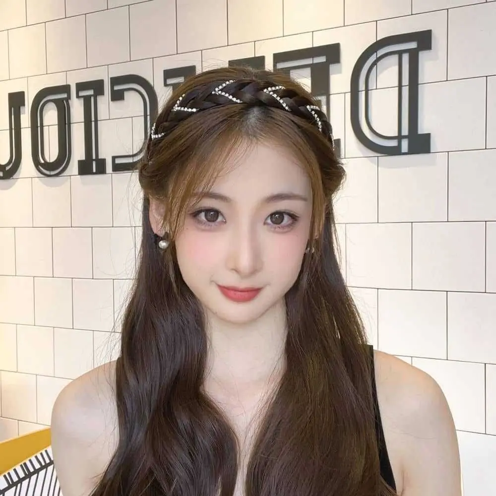 

Sweet Rhinestone Twist Wig Headband Weave Hairband Braids Hairband Diamond Korean Style Female