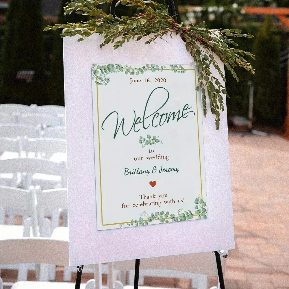CIFbuy Customizable Wedding Welcome Metal Wall Plaque, 2D Flat Personalized Ornament For Ceremony Reception Party Present Gift