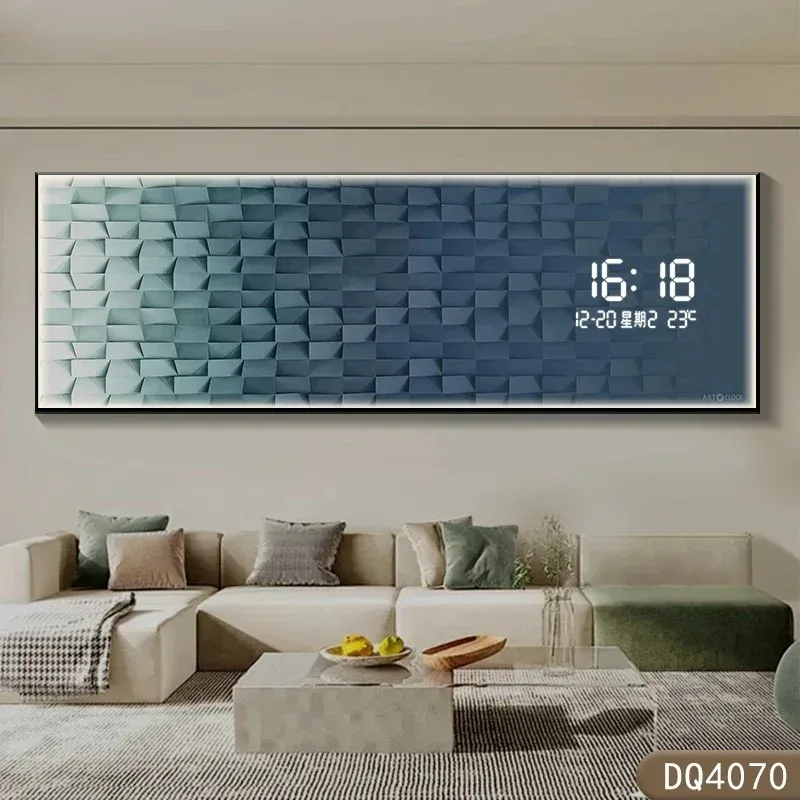 Design de temperatura data relógio de parede design luz sala estar escritório relógio parede interior ornamentos luxo decoração para casa