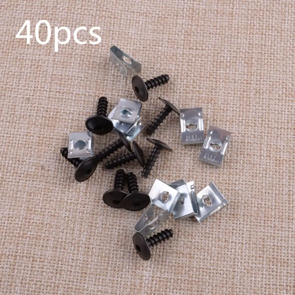 40Pcs/Set Speed U-Nut Clip & Torx Tapping Screw Bolt Fender Liner Splash Guard Under Cover Fit for VW Audi N10433701 N90775001