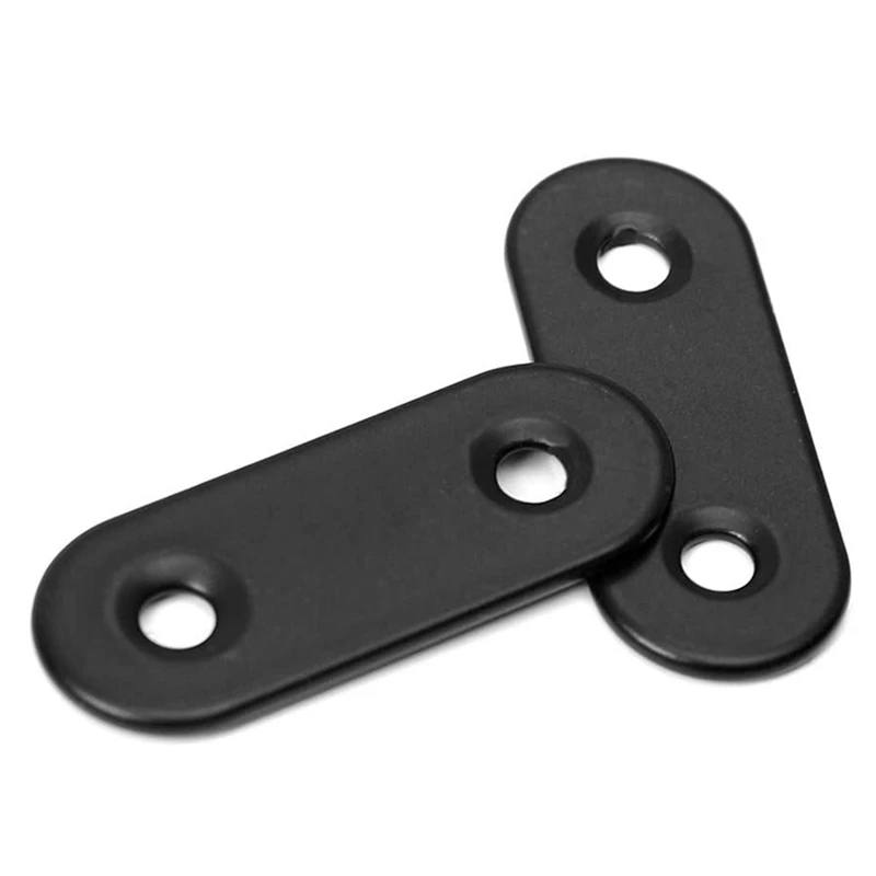 Connecteur de plaque de réparation en acier inoxydable avec vis, supports rapides plats pour bois, orthèse droite, noir, 22 pièces