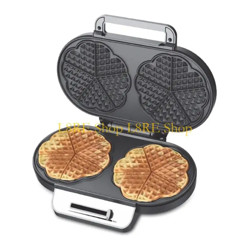 L8RE 효율적인 1200W 와플 메이커 스테인리스 스틸 이중 난방 플레이트 빠른 요리 휴대용 아침 식사 제작 기계