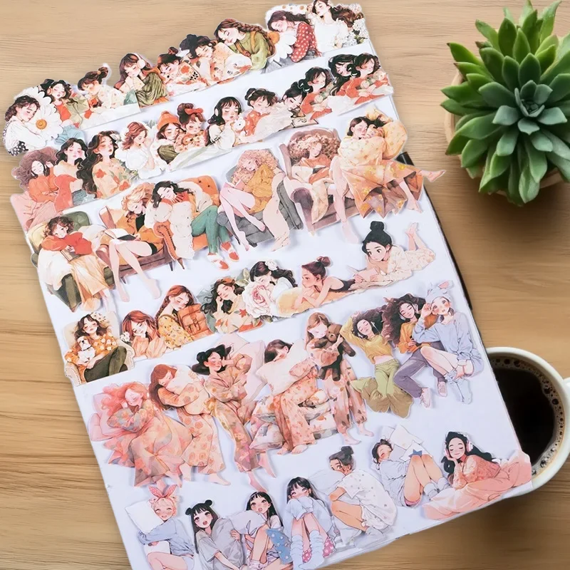 

1pack Lying Flat Plan Series, Character Scene Sticker Set for Journal Decoration and Collage