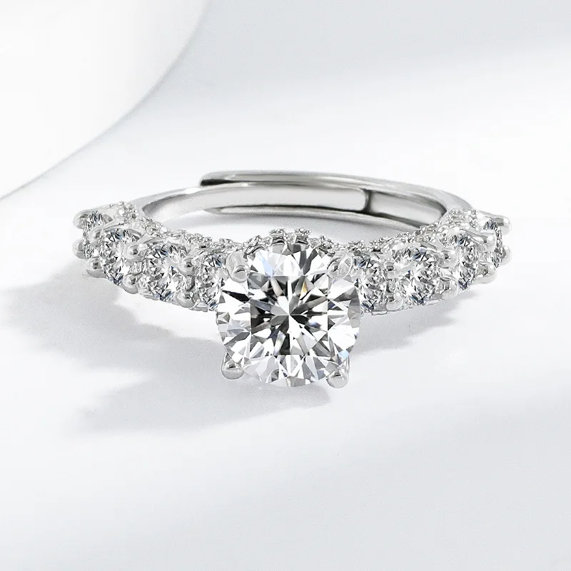 Elegant Crown-Shaped Ring For Women Featuring Electroplated White Gold Finish Over Copper Base With Round Geometric Motif Ideal