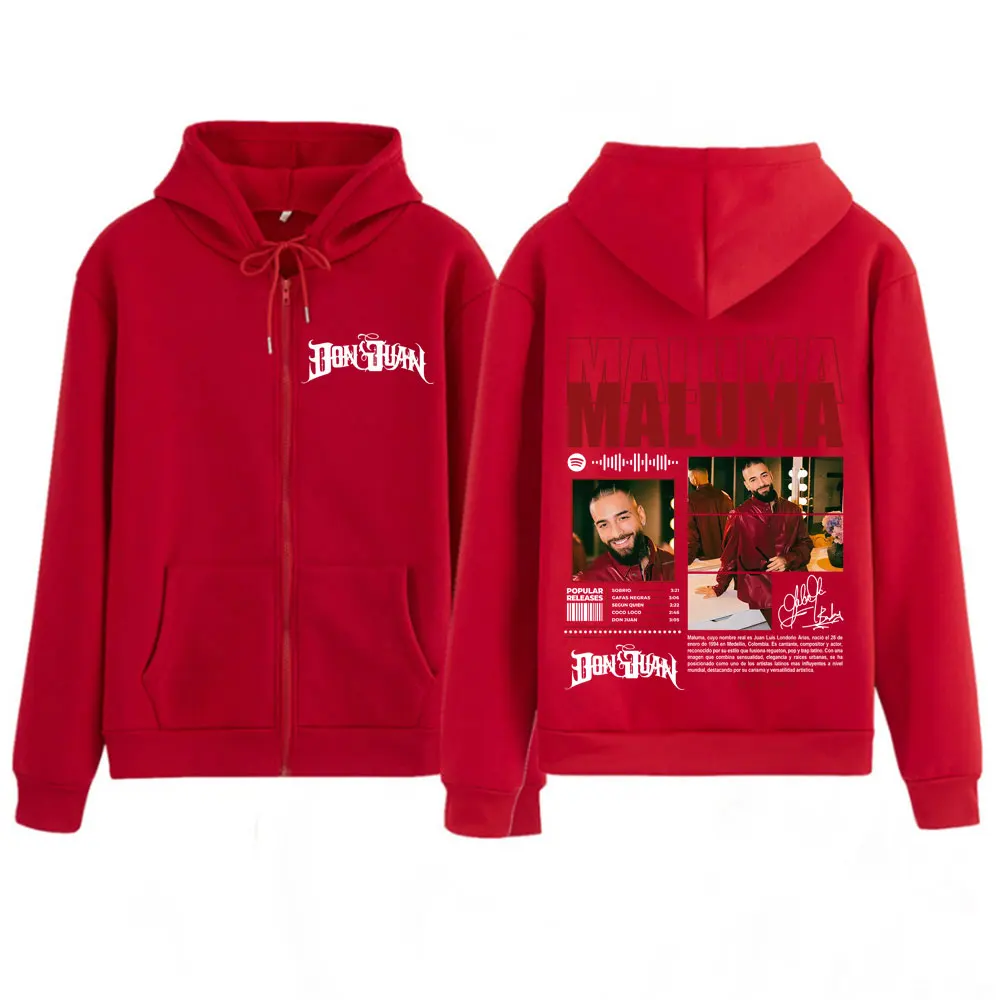 مغني الراب مالوما جولة 2025 الجرافيك زمم هوديي الرجال النساء موضة الهيب هوب البلوز سميكة عادية خمر سستة بلوزات القمم