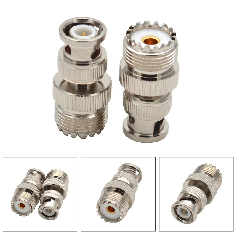 2024 New 2 Pcs High-Quality BNC UHF RF Coaxial Coax Adapter SO239 UHF-Female to BNC Male Connectors for Electronics Enthusiasts