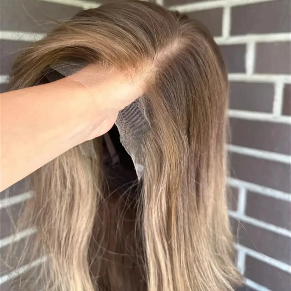 

Парик из высокотемпературного волокна с хайлайтами цвета светлого блонда, реалистичный, с HD-кружевом, без клея, короткий волнистый боб, 13x4, для женщин, при выпадении волос