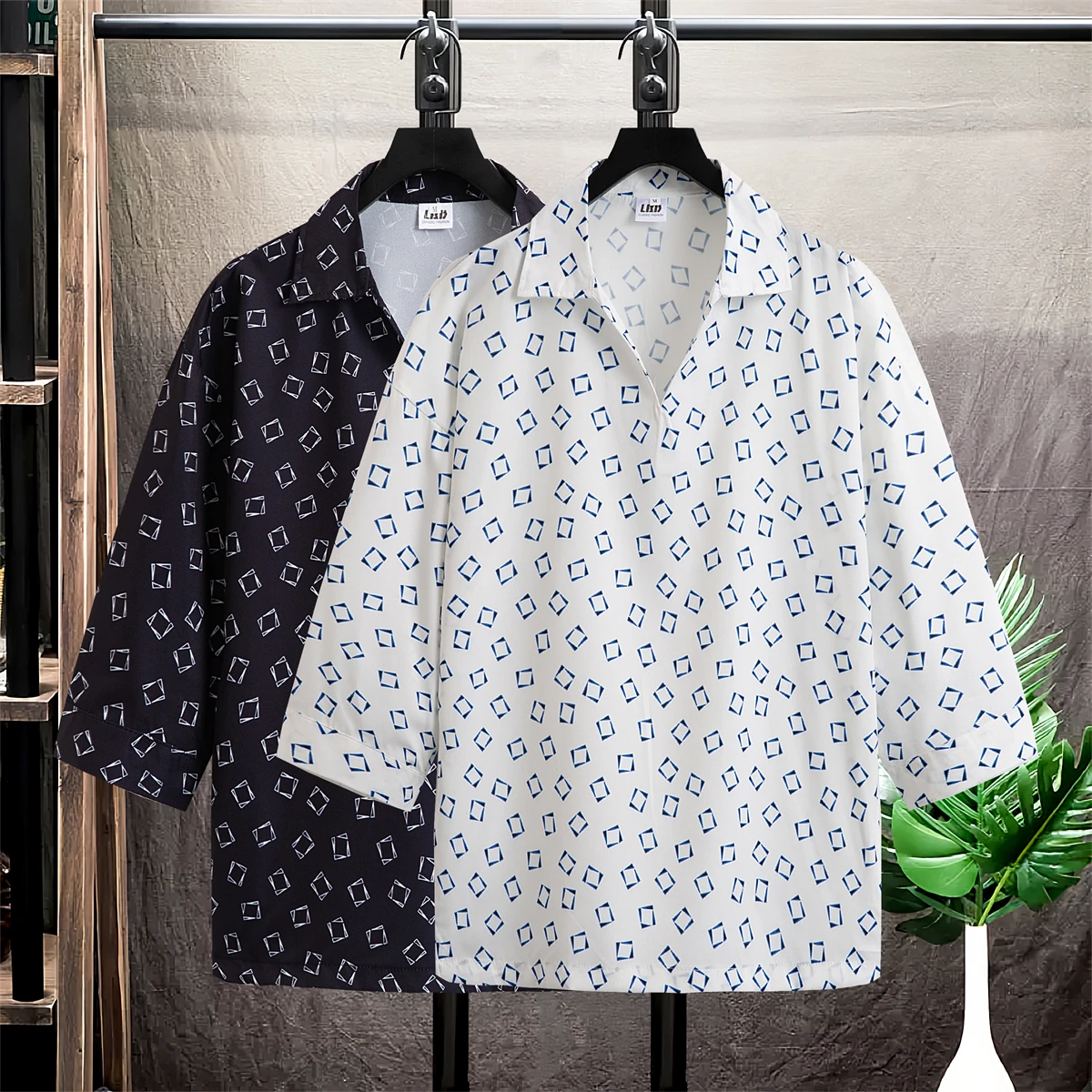

Summer Thin Ice Silk Men's Shirt Half Sleeve Floral Print Loose Fit Breathable Short Sleeve T-Shirt Youth Casual Neck
