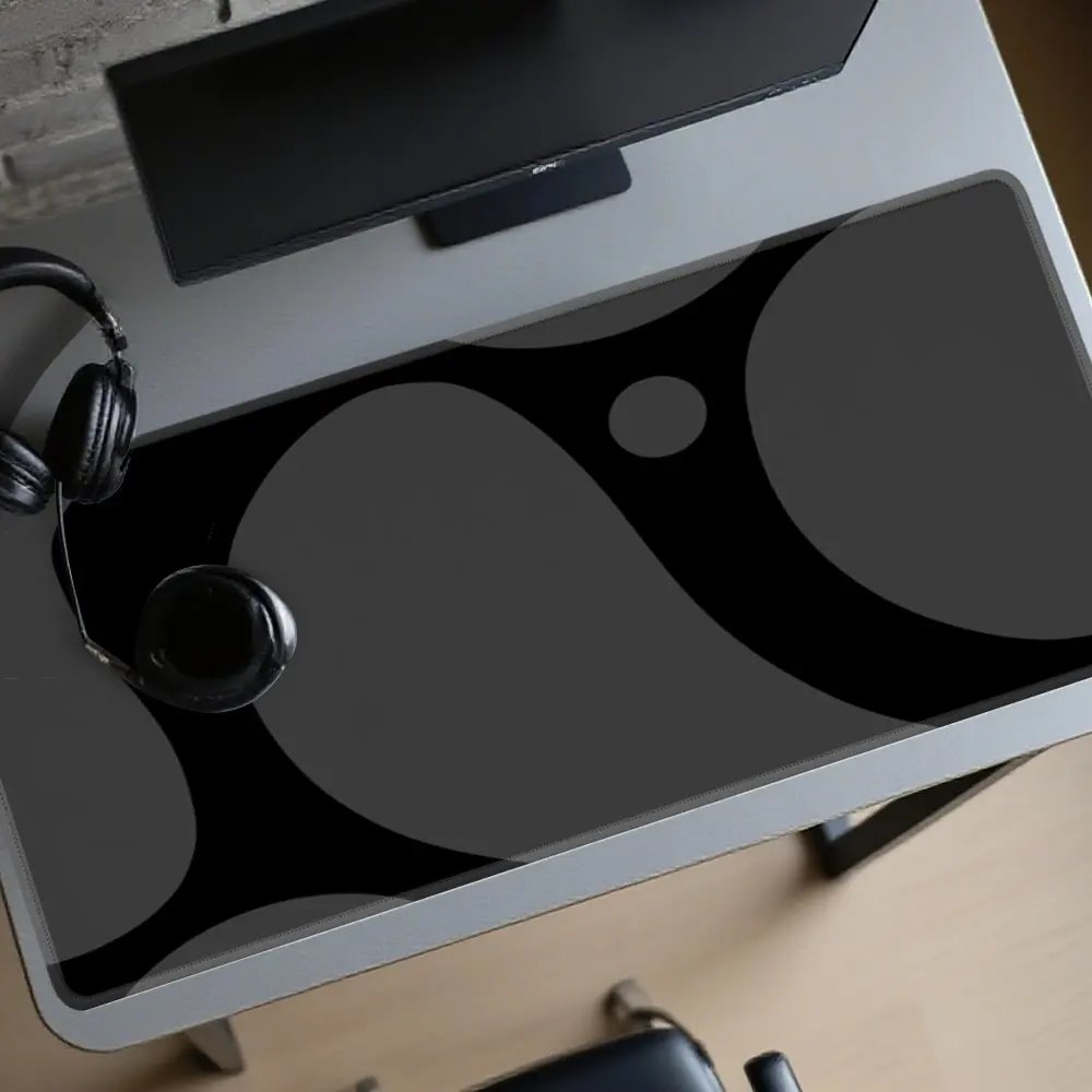 

Большой коврик для мыши, черно-серый, с художественным рисунком, нескользящий, для офиса, для ПК, игровой коврик