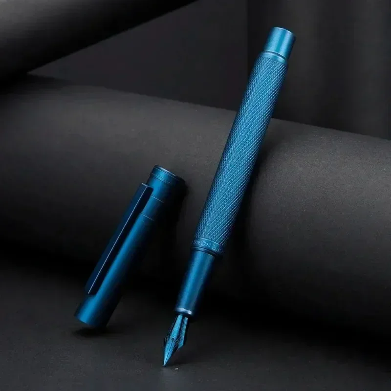 

New Hongdian Blue Forest Fountain Pen Fish Scale Pattern EF F Bent 0.4/0.5/1.0MM Nib Metal Writing Ink Pens School Office Suppli