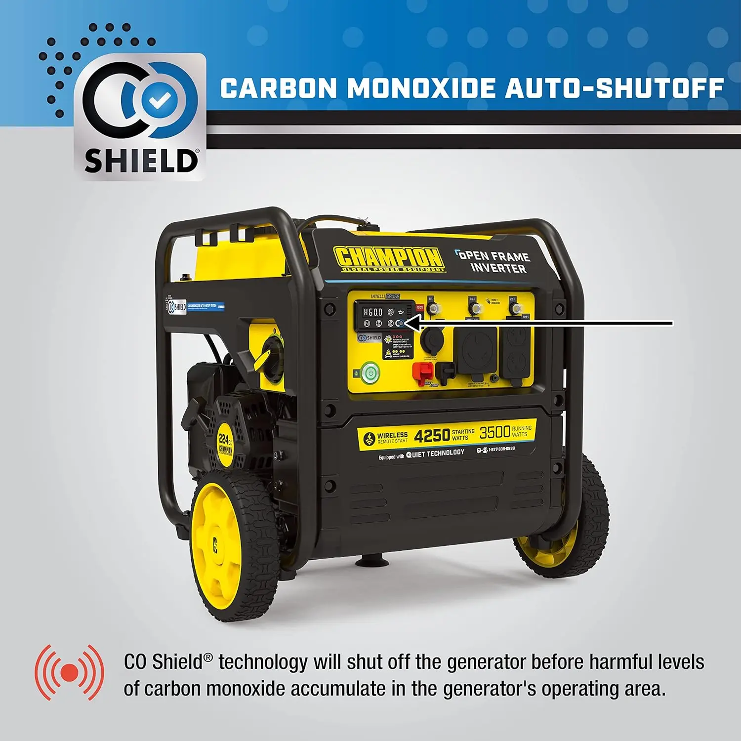 4250-Watt Wireless Remote Start Open Frame Inverter Generator, Economy Mode function saves fuel and extends engine life