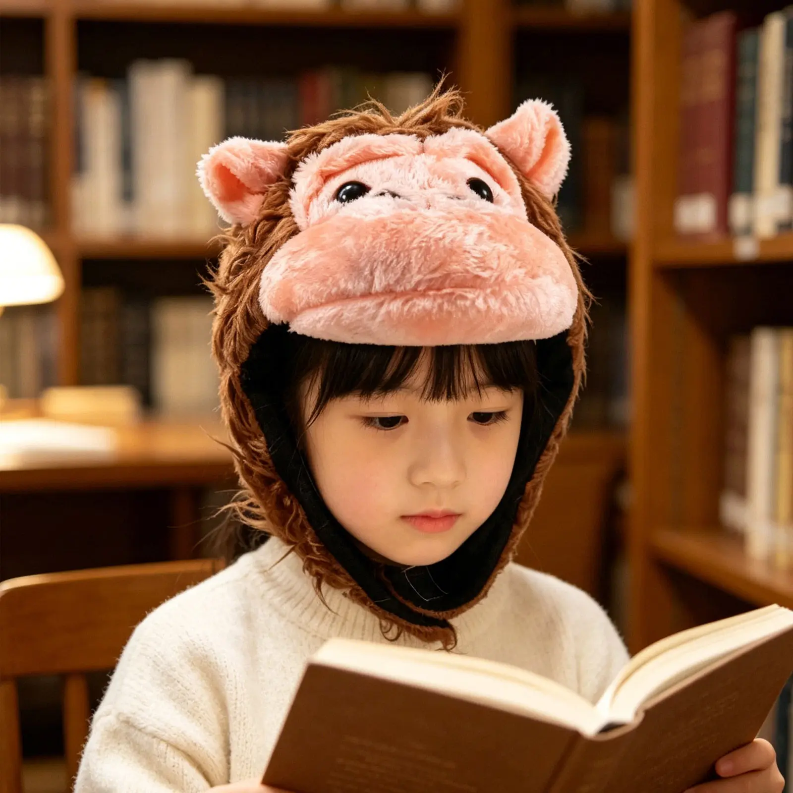 子供用猿の動物帽子-厚くて柔らかいコスチュームヘッドピース-カーニバルパーティー仮装用-ハロウィンフェスティバルイベント-漫画の動物用