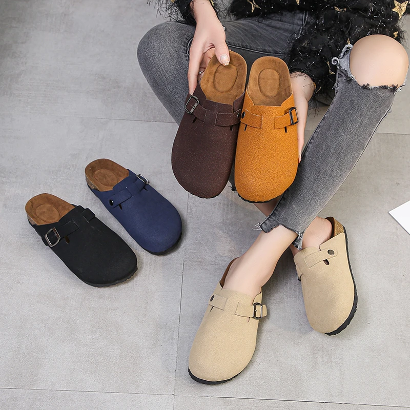 Fashion Cork Soled Shoes for Men Women Summer Flat Sandals for Men Beach Slippers for Women Cork Slippers Fashion Mule Shoes