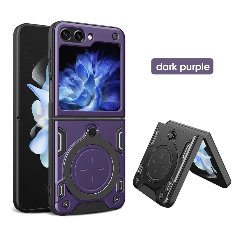 

Чехол для телефона с магнитной подставкой для Samsung Galaxy Z Flip 7, 4, 5, 6, противоударный, 360 ° Держатель вращающегося кольца Задняя крышка Чехлы Capa
