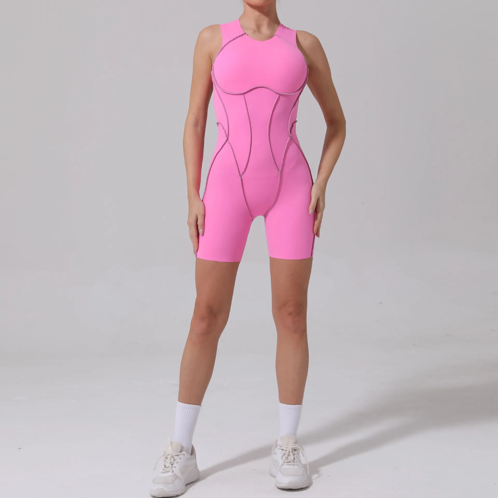

Summer Yoga Jumpsuit Short Sleeveless Sports Wear Women Gym Fitness Sports Bodysuit Dance Running Workout Clothes Yoga Jumpsuit1