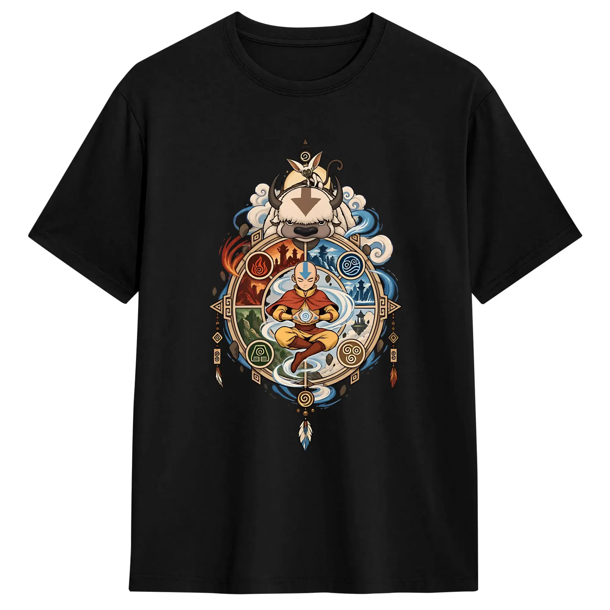 Avatars Airbender Japanese Manga T Shirt Male  Streetwear T Shirts Summer Crew Neck Hip Hop Tees Design Plus Size Clothing