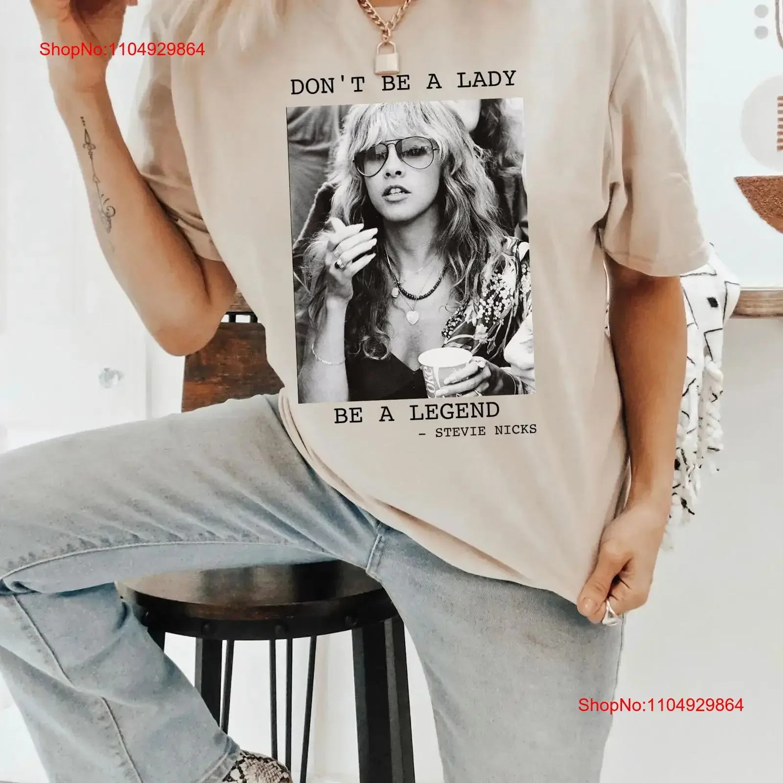 Don't be a Lady Legend, camiseta de banda con cita de artista famoso, traje de Festival de conciertos para ella Stevie Nicks, vintage, lavado y estirado