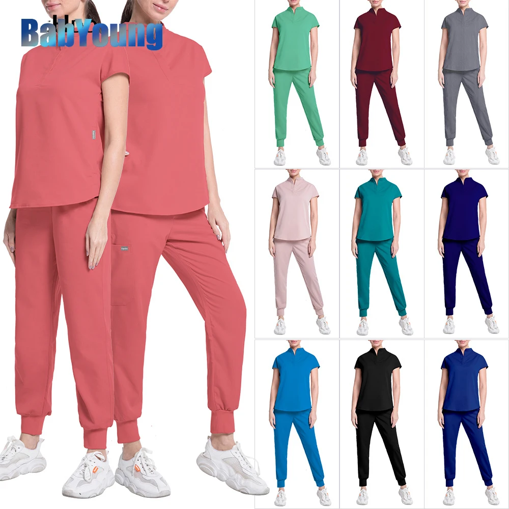 

Pharmacist Operating Room Scrub Nursing Set Doctor Solid Color Surgical Gown Breathable Scrub Medical Uniform Lab Nurse Overalls