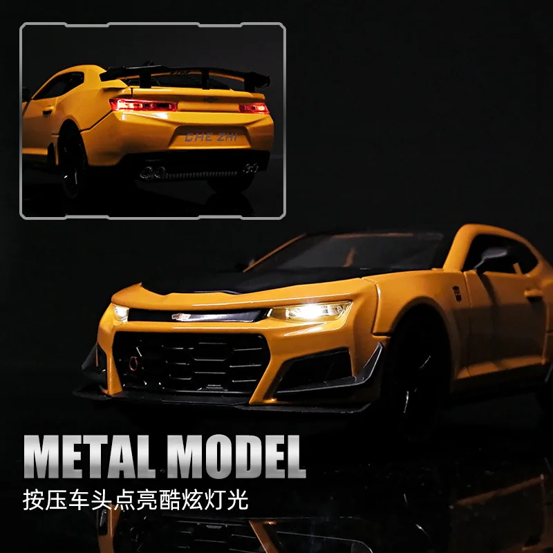 1:24 Chevrolet Camaro Alloy Car Model Sound And Light Pull-Back Toy Car Die-Cast Sports Car Boys Collection Ornaments Gift A327