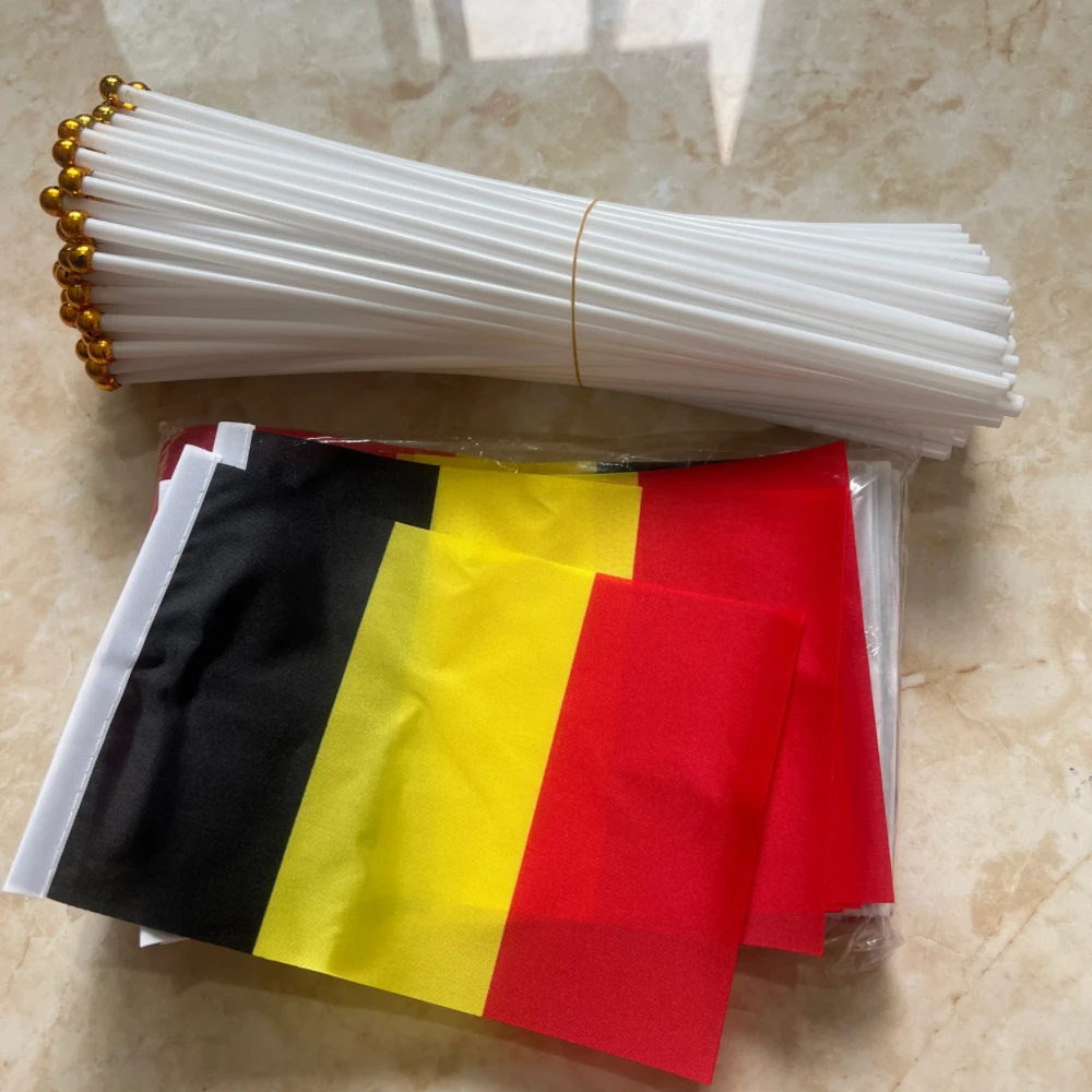 Belgium Hand Flag 14x21cm Bel BE Belgium Hand Flag with Flagpole