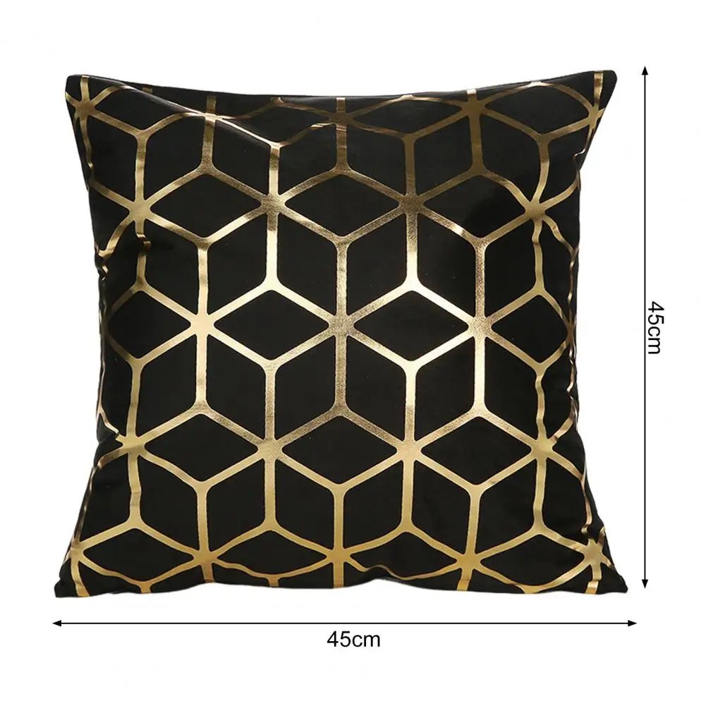 Throw Pillowcase Retro Style Bronzing Leaf Print Square Shape Bedroom Living Room Sofa Decoration Pillowcase Pillow Cover