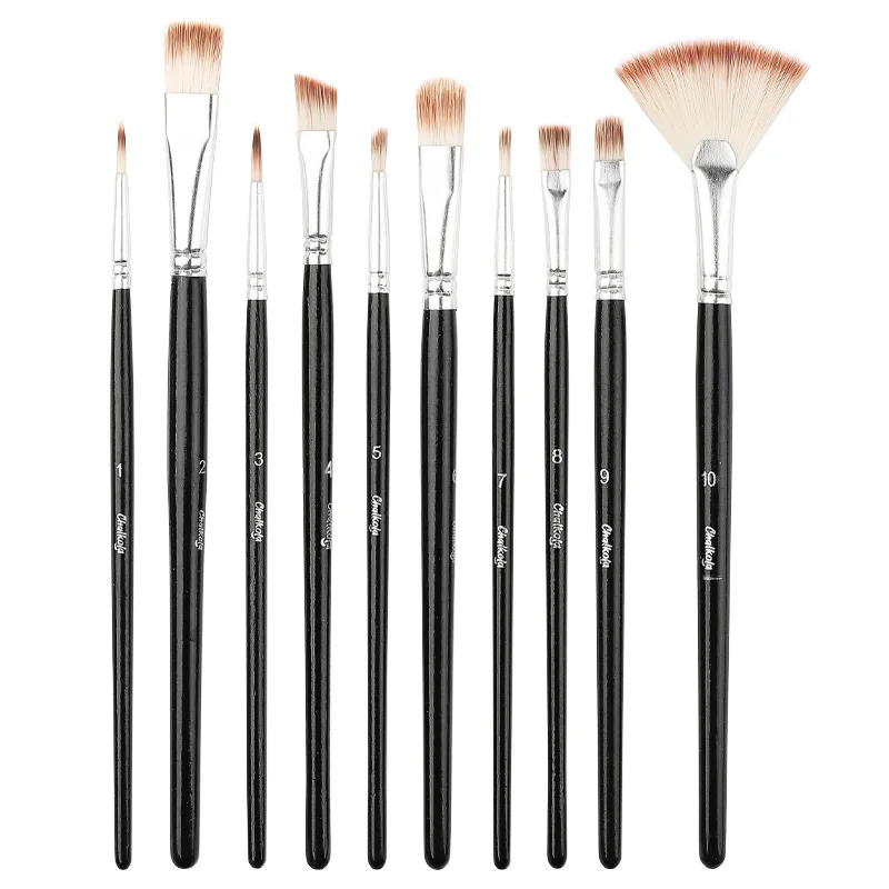 brush set of 10 nylon brushes painting fine art oil brush painting acrylic gouache brush make up brush set