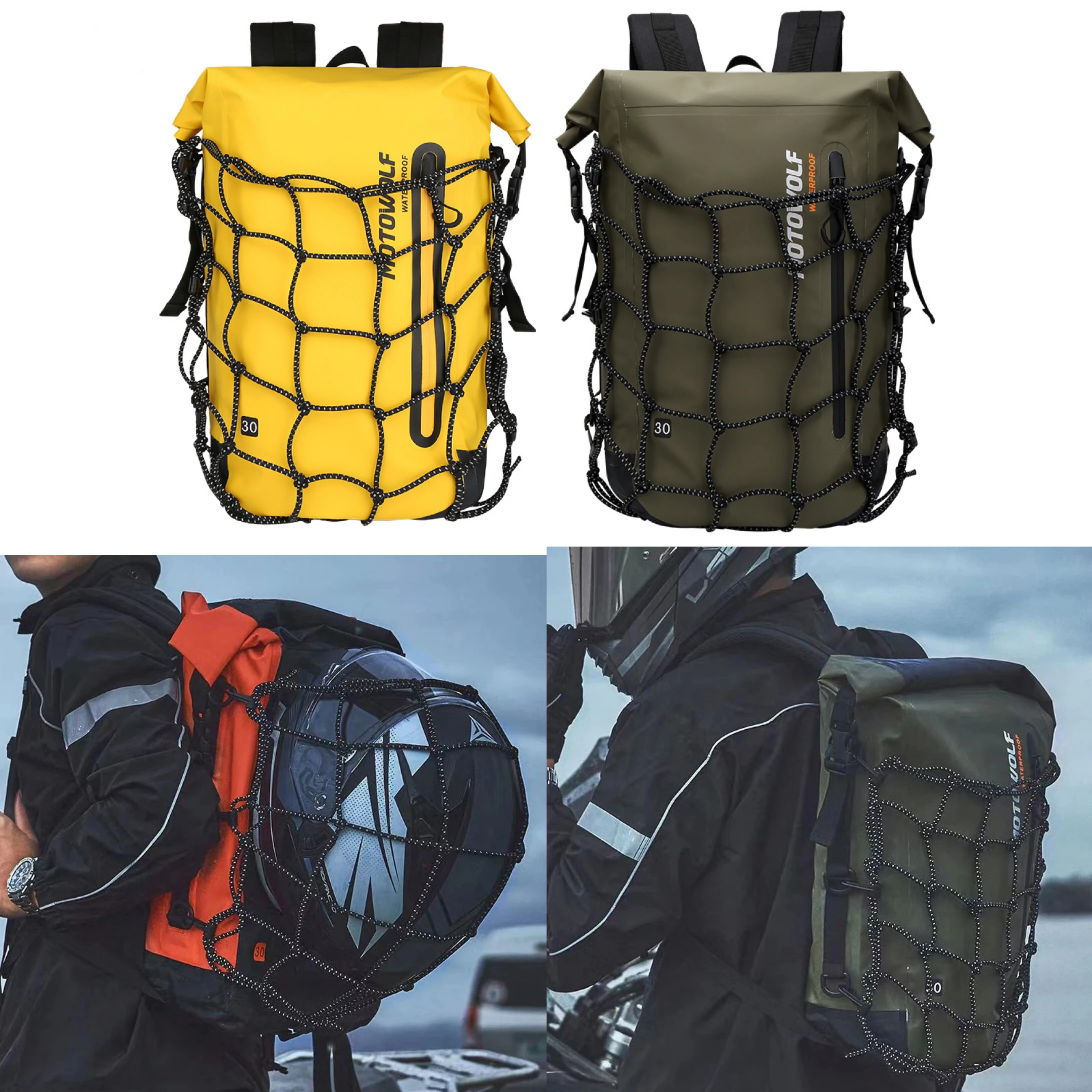 30L Motowolf Motorcycle Riding Helmet Backpack Men Women Waterproof Bag Rider Reflective Motorcycle Travel Helmet Bags