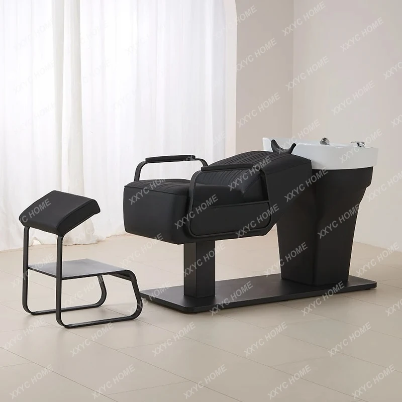 

Hair shop shampoo bed, barber shop special ceramic basin flushing bed, semi-reclining