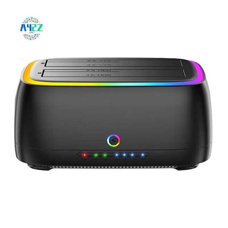 

A42Z-Dual-Bay RGB Hard Drive Station USB3.0 To SATA Type-C HDD Docking Station For 2.5/3.5 Inch HDD/SSD Offline Copy