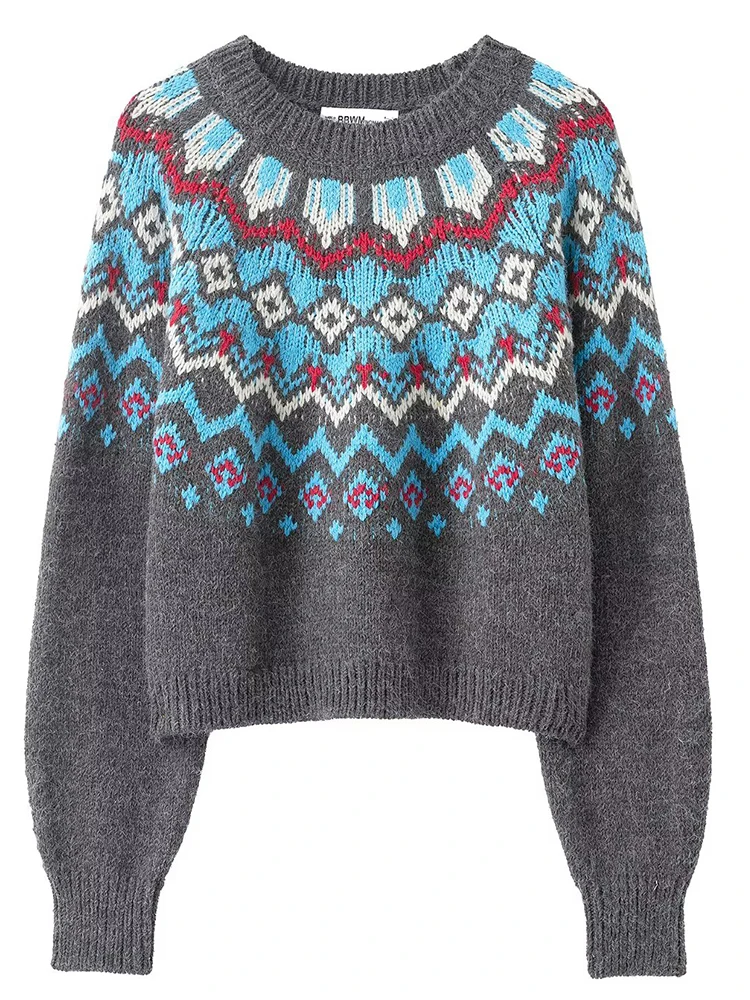 Women Sweater Pullover 2025 Autumn Winter New Fashion Long Sleeves Printing Women Sweater Pullover Elegant Hight Street Top