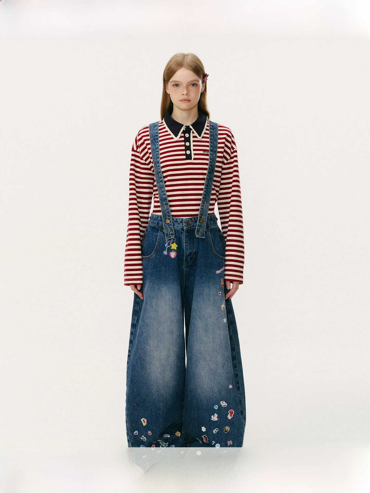 

WhyBerry Denim 25AW винтажные джинсы с талией женские свободные комбинезоны универсальные повседневные длинные брюки из смеси хлопка и полиэстера