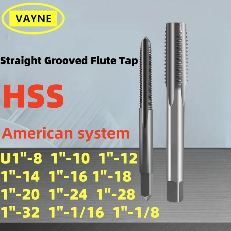 1PCS HSS American Fine Straight Grooved Flute Taps U1