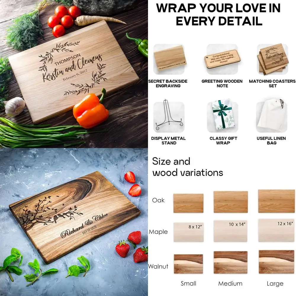 

engraved maple wood serving board - 12x16" family name gift for special occasions