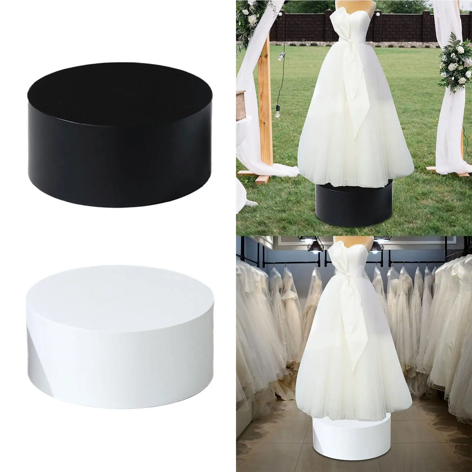 Acrylic Event Decor Display Plinth Stand Round Raiser Platform for Bridal Shop Clothing Store Showcase