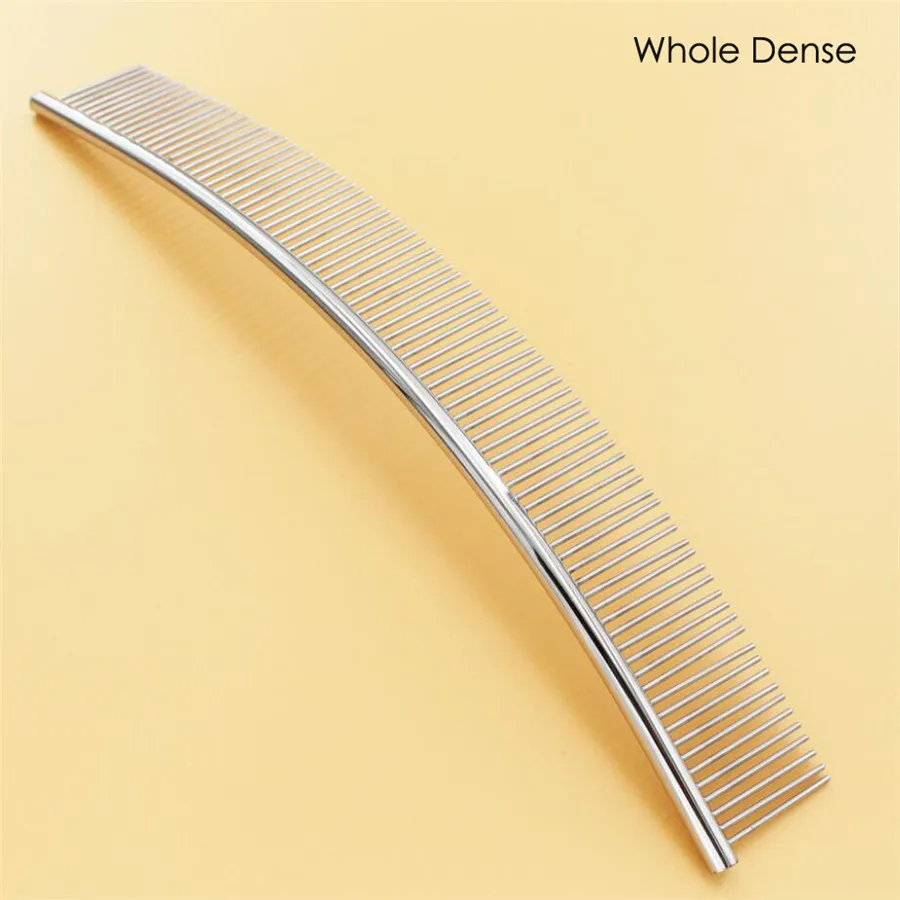 Pet Grooming Comb Curved Dense Sparse Teeth Brush Professional Stainless Steel Curved Combs Dog Cat Open Knot