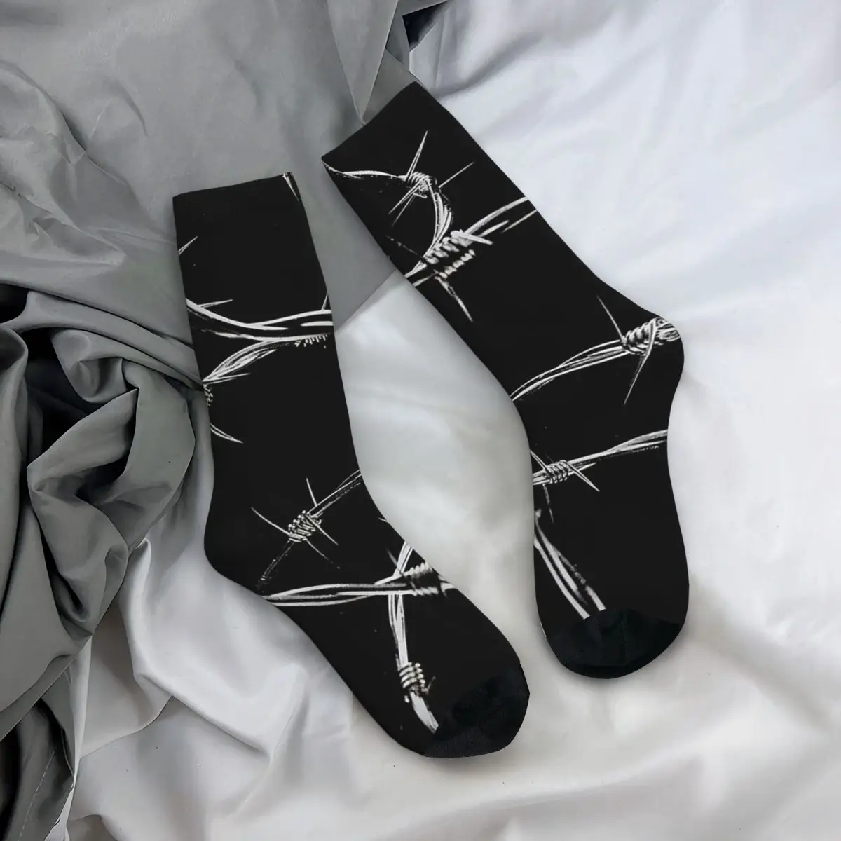 All Seasons Crew Stockings Barbed Wire Pattern Socks Funny Long Socks for Men Women Valentine's Day Gifts