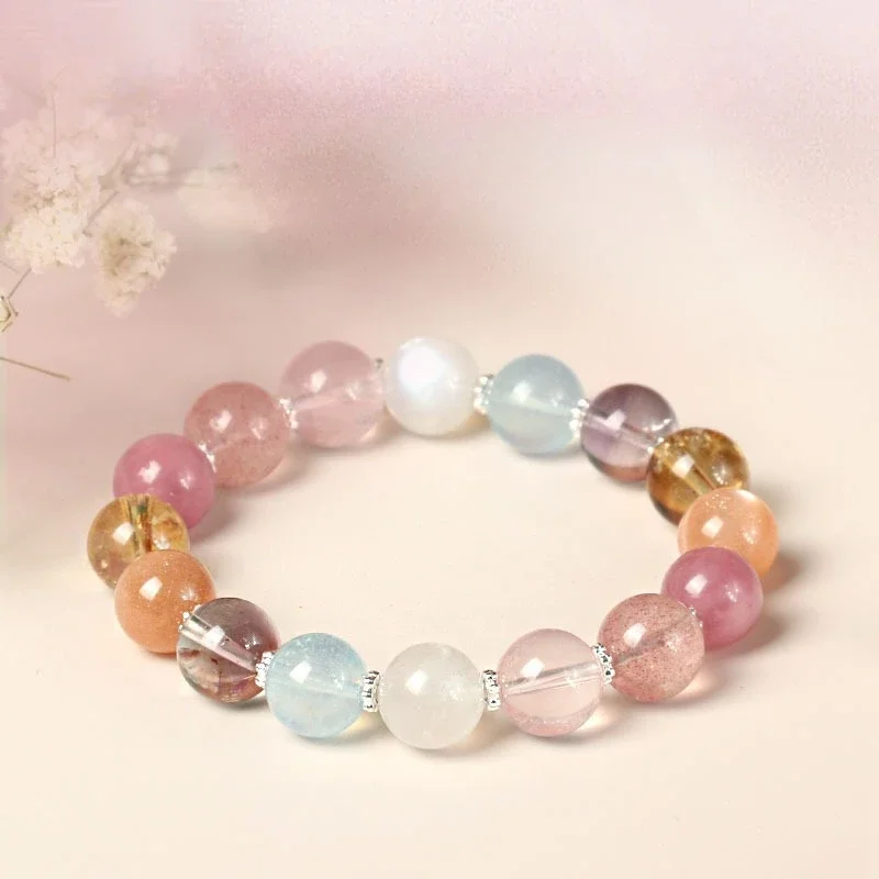 

Natural Multi-treasure Crystal Bracelet, Aquamarine, Amethyst Women's Light Luxury Fashion Bracelet