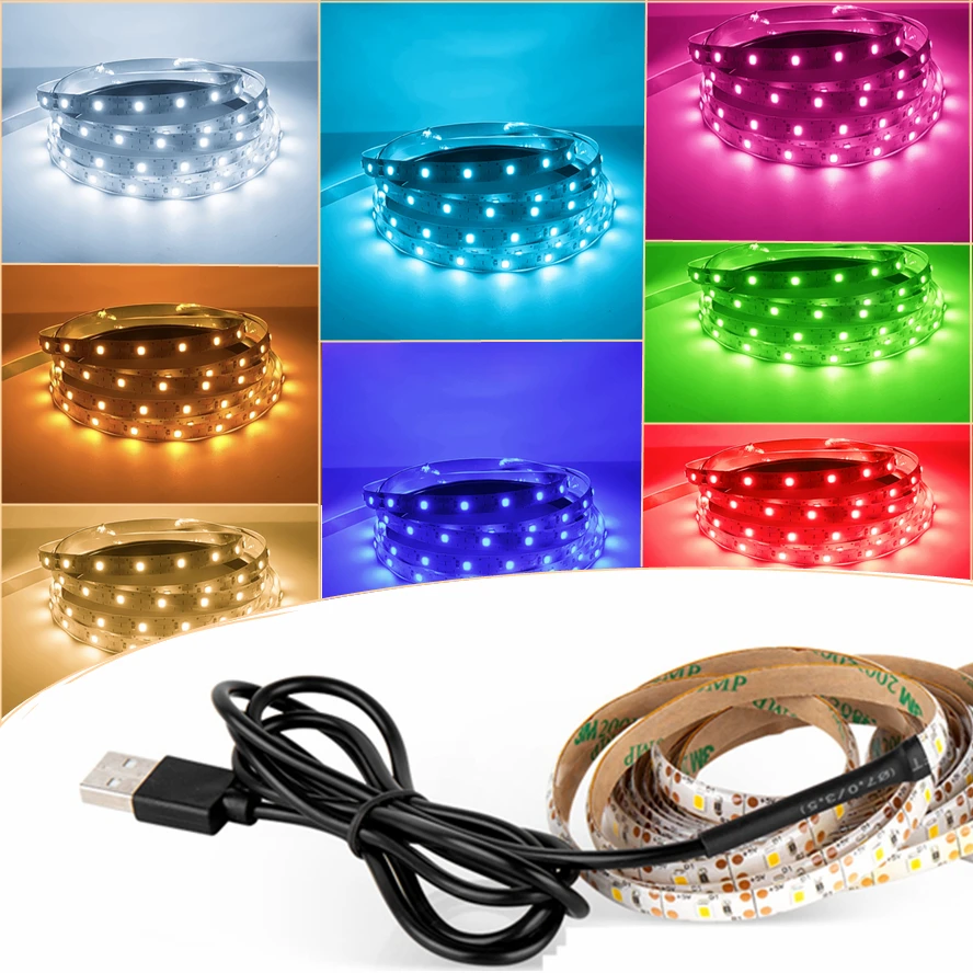 5m USB Touch Hand Scan Dimming SMD2835 LED Strip Home TV Background Staircase Decoration Flexible Lamp Strip Adhesive Backing