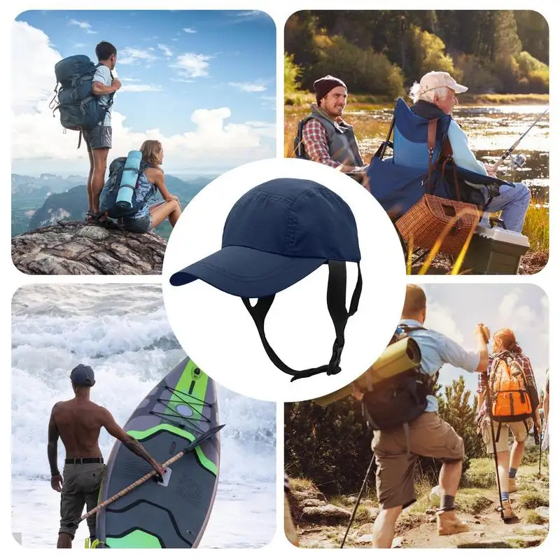 Surf Surfing Hat With Chin Strap Kitesurf Cap Water Sport Sun Men Women Unisex Foldable riding camping Sun hat Mountaineering