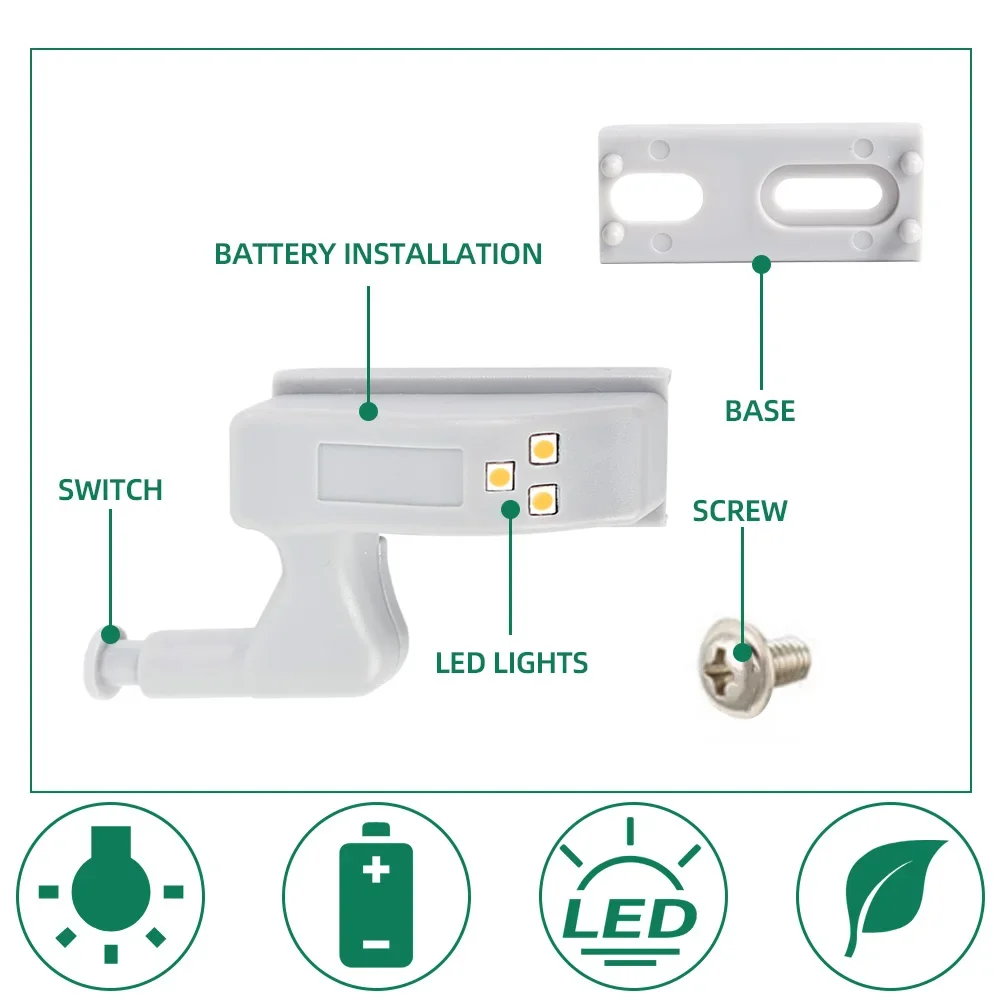 Lampe de Charnière Intérieure LED Universelle, Sous-meuble, Garde-Robe, Panneau Chi, Capteur, pour Chambre à Coucher, Cuisine, Placard, Veilleuse, 10/1 Pièces