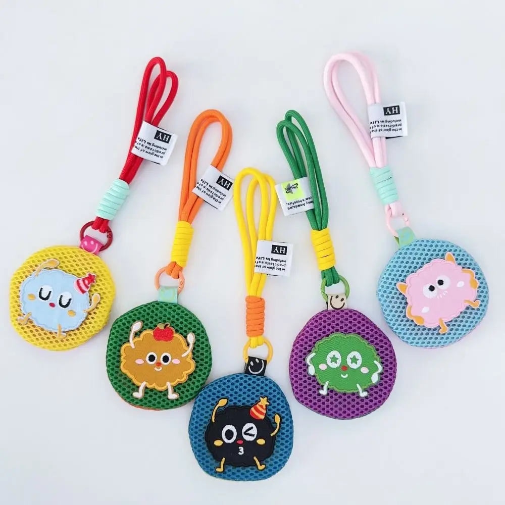 

Portable Mini Mesh Pouch Keychain Breathable Round Cartoon Coin Purse Cute with Handle Rope Children Anti-mosquito Bag Kid Gift