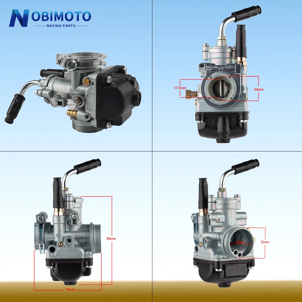 Motorcycl PHBG 17mm 19mm 21mm 2T Racing Carburetor For Dellorto Puch JOG50 JOG90 BWS100 RG50 DIO50-90 RS50 47cc 49cc