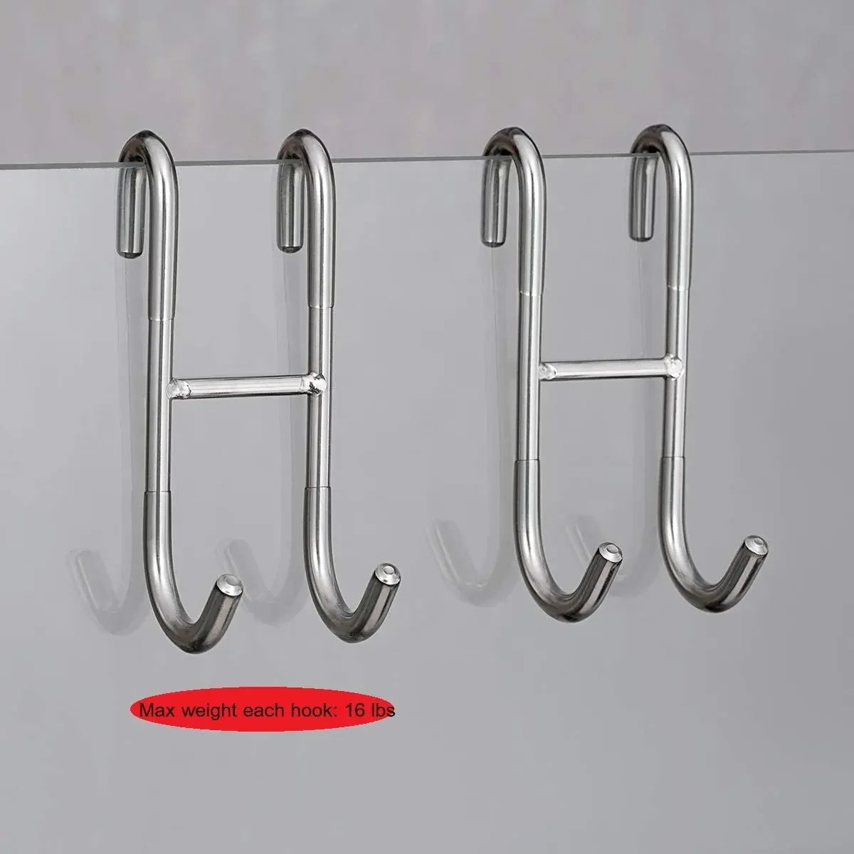 Shower Hook 304 Stainless Steel Glass Door Shower Hook Towel Rack Coat Hooks Kitchen Bathroom Frameless Drilling-Free Hooks