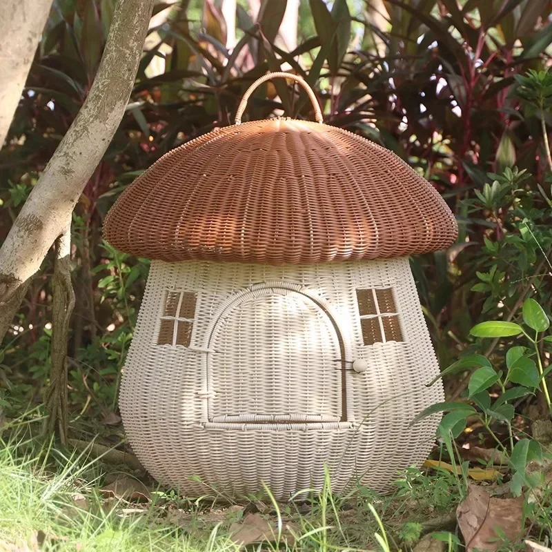 Cat nest four seasons universal mushroom house pet supplies summer rattan closed kitten house removable and washable villa