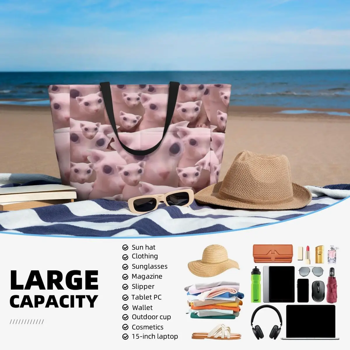 Borsa da viaggio da spiaggia modello Bingus, borsa Tote Shopping retrò regalo di compleanno quotidiano modello Multi-stile