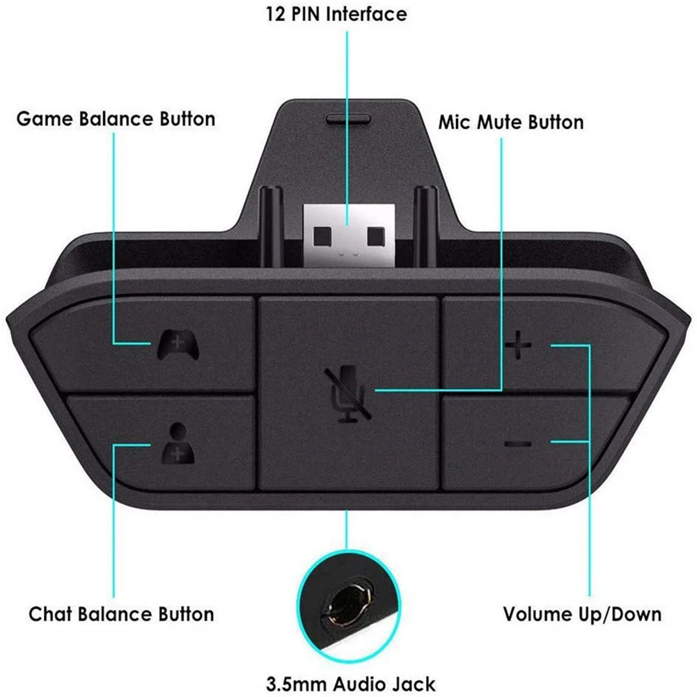 For Xbox ONE Stereo Headset Adapter Audio Mic Headphone Converter Adjust Audio Balance Controller 3.5mm Audio Jack for Xbox ONE