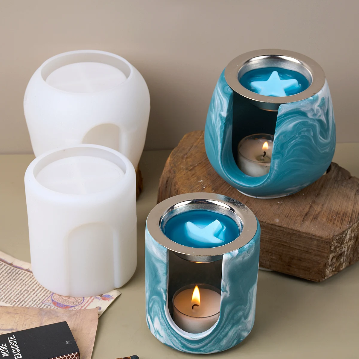 Cylindrical Incense Burner Silicone Mold DIY Hydroponics Vase Concrete Cement Mould Melting Wax Container Making Plaster Molds