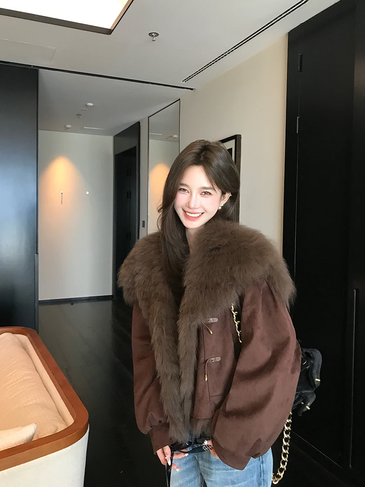 

Young Women's Fur Jaet 2025 New Sle down Inner Coat ort Faionable Warmth Casual Loose Fit Chinese Brand