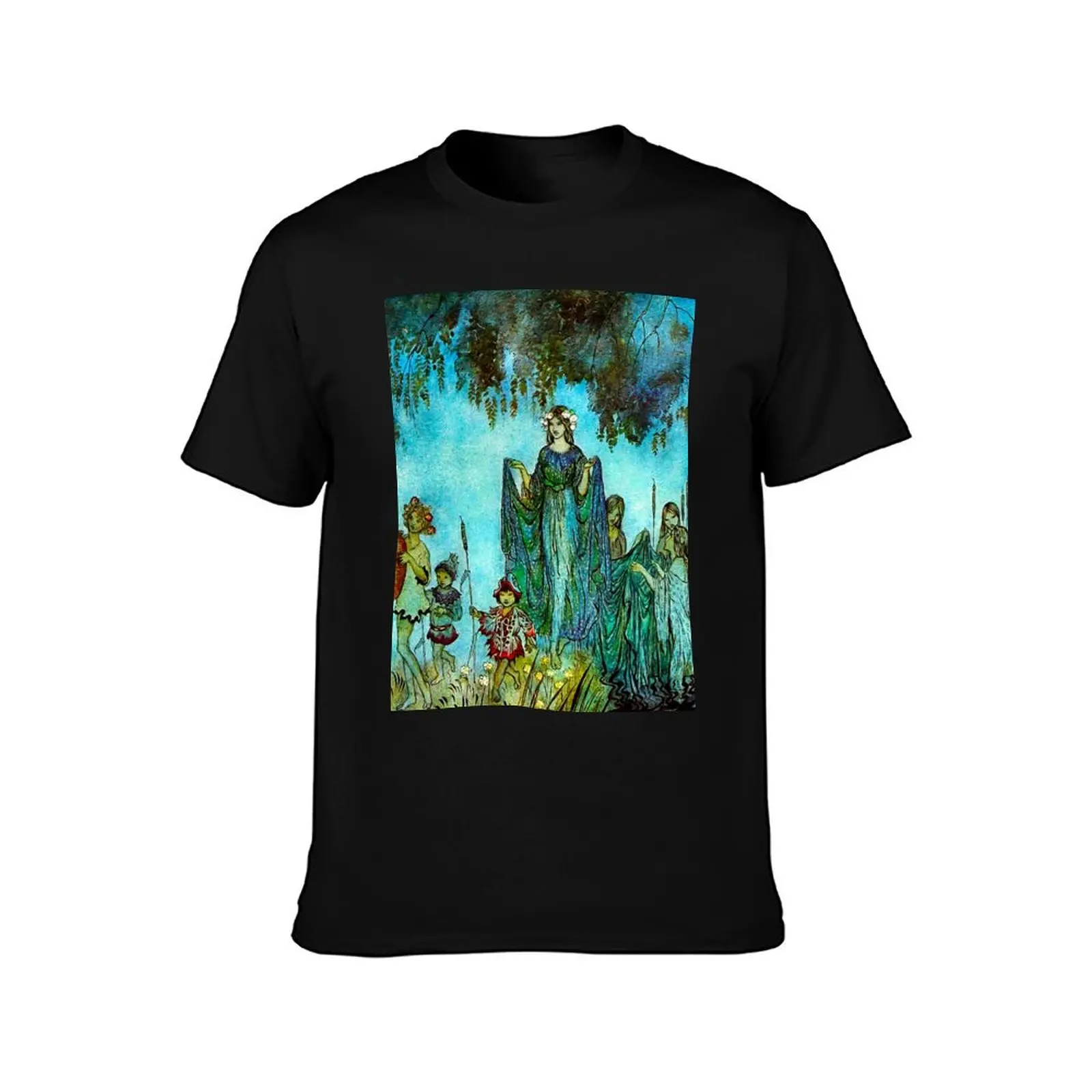 Arthur Rackham- Fairy Procession T-Shirt basketball graphic tees oversized plus size men clothing