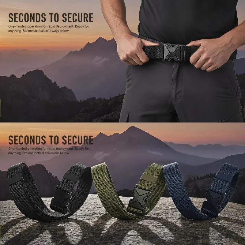 New Men's Durable Canvas Belt Multi-Function Thickened Quick Release Waistband for Casual Outdoor Work Daily Use
